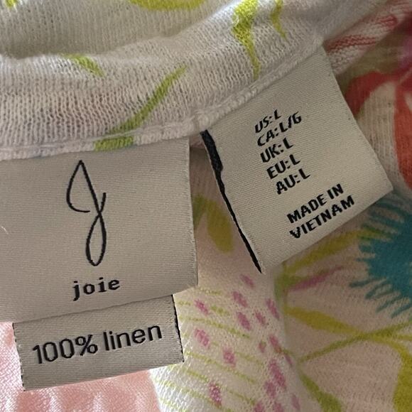 Joie Linen Floral Top Cap Sleeve Lightweight Boho Multicolor Size Large - Picture 4 of 5